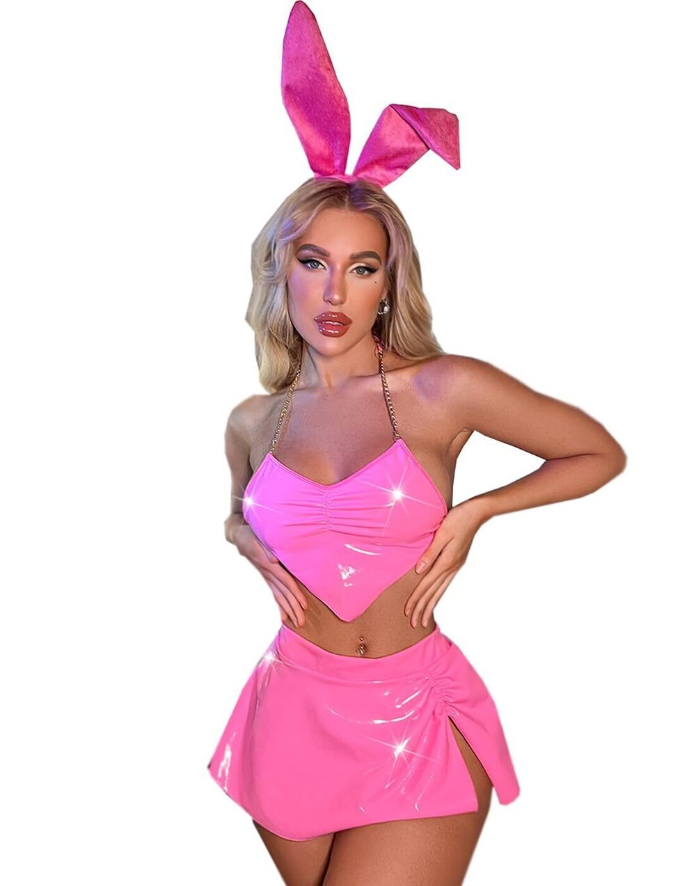 2453 Cosplay Costume Cute Suspenders Sexy Bunny Costume Latex Dresses